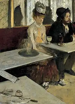 Un coin de tableEdgar Degas, (1876)Paris, musée d'OrsayMarcellin Desboutin et l'actrice Ellen Andrée