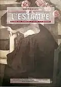 Première de couverture des Nouvelles de l'estampe no&nbsp;233-234 (mars 2011) avec Femme lisant aux fleurs d'Alfredo Müller (1897, eau-forte en couleurs, 64,3&nbsp;×&nbsp;51,7&nbsp;cm, Exposition Vollard, 1898, BnF, département des Estampes. Koehl 2014, E44).