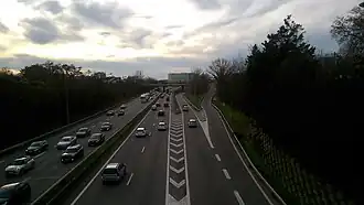 L'A624 vers Auch.À droite on peut voir l'accès à la rocade Arc-en-Ciel ainsi que la sortie vers Saint-Martin-du-Touch.