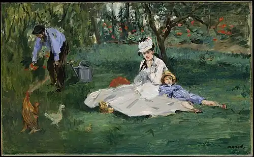 Manet, La Famille Monet dans son jardin à Argenteuil, 1874, 61&nbsp;×&nbsp;99,7&nbsp;cm, Metropolitan Museum of Art, New York
