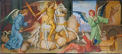 X. Héliodore convoite le trésor jugé par le cavalier et deux anges