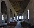 Intérieur de l'église vue vers le choeur avec sa charpente neuve