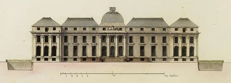 Elévation du château d'Everly du côté de la cour. 1785.