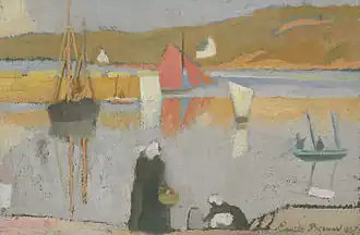 Le port à Saint-Briac. Signé et daté 'Emile Bernard 1887', huile sur toile, 19 x 28.9 cm