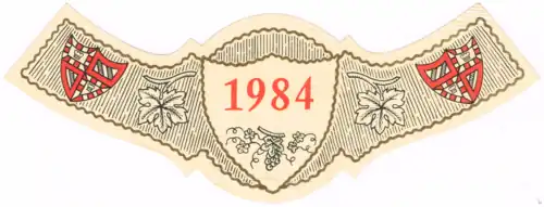 Une étiquette du col d'une bouteille de vin de Bourgogne datant de 1984.