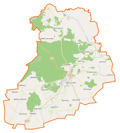 Localisation du village au sein de la gmina Łabiszyn.