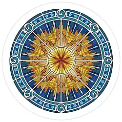 Schématisation du vitrail de l'œil de bœuf du Darcy Palace