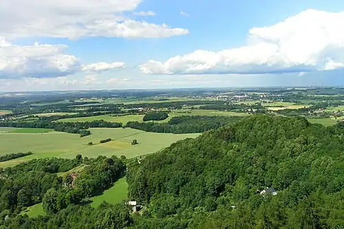 Vue depuis le château de Štramberken direction d'Ostrava.