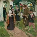 Près de l'église, 1921, carton, huile, 38 х 39