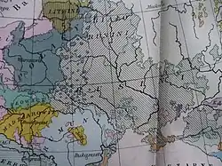 Carte polonaise de 1927 indiquant les Ukrainiens comme « Ruthènes » (Rusini) et les Biélorusses comme « Ruthènes blancs » (Białorusini).