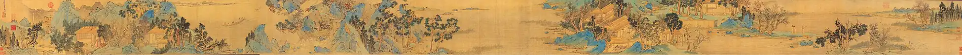 Wen Zhengming 1548. Copie de la "Seconde ode à la Falaise rouge" de Zhao Bosu 1124-1182, encre et couleurs sur soie, 31&nbsp;×&nbsp;541&nbsp;cm. MNP