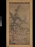 Rouleau représentant sept sages s’entraînant (1550).