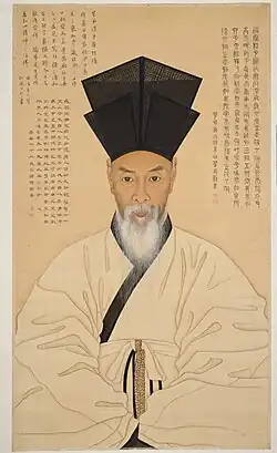 Portrait du lettré Yi Chae (1745-1820), 1802. Couleurs sur soie, 99,2&nbsp;×&nbsp;58&nbsp;cm. Musée national de Corée,