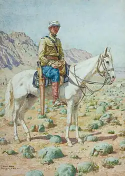 Cavalier au Maroc  Camp d'Haci Abou el Akahl, 1907, localisation inconnue.