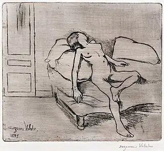 Fillette nue allongée sur un canapé, Suzanne Valadon (1894)