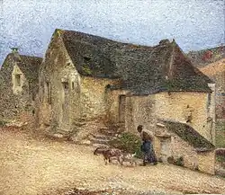 Chevrière devant une vieille maison à Labastide 1890-1900