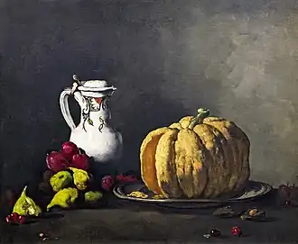 Nature morte aux citrouille, prunes, cerises et figues avec jarre, vers 1860, musée des Beaux-Arts de Bilbao.