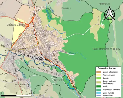 Carte en couleurs présentant l'occupation des sols.
