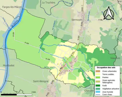 Carte en couleurs présentant l'occupation des sols.