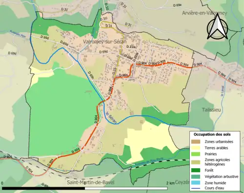 Carte en couleurs présentant l'occupation des sols.