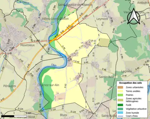 Carte en couleurs présentant l'occupation des sols.