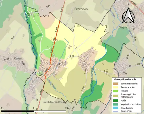 Carte en couleurs présentant l'occupation des sols.