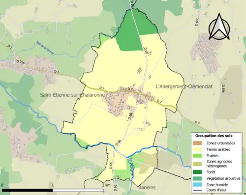 Carte en couleurs présentant l'occupation des sols.
