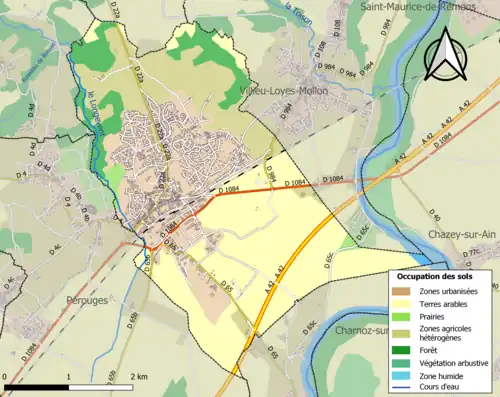 Carte en couleurs présentant l'occupation des sols.