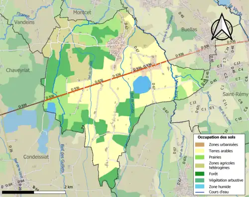 Carte en couleurs présentant l'occupation des sols.
