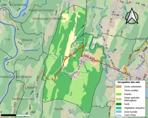 Carte en couleurs présentant l'occupation des sols.