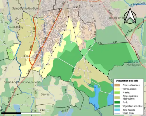 Carte en couleurs présentant l'occupation des sols.