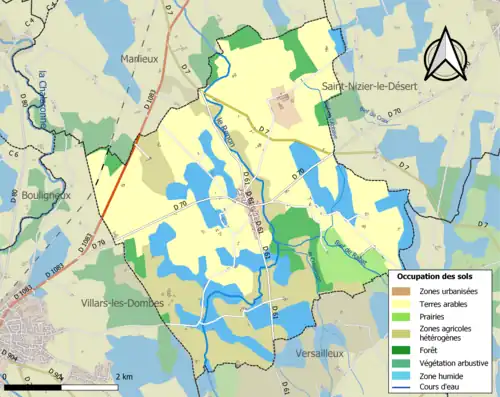 Carte en couleurs présentant l'occupation des sols.
