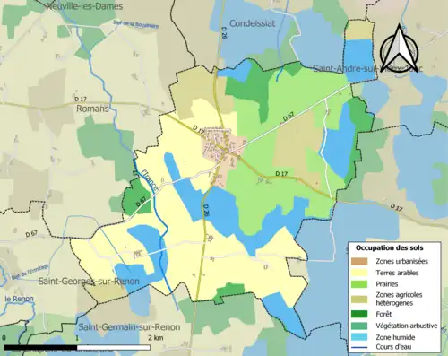 Carte en couleurs présentant l'occupation des sols.
