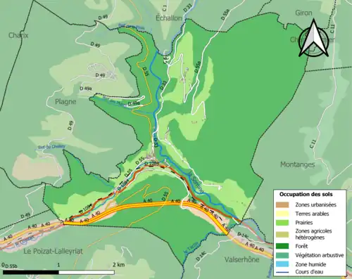 Carte en couleurs présentant l'occupation des sols.