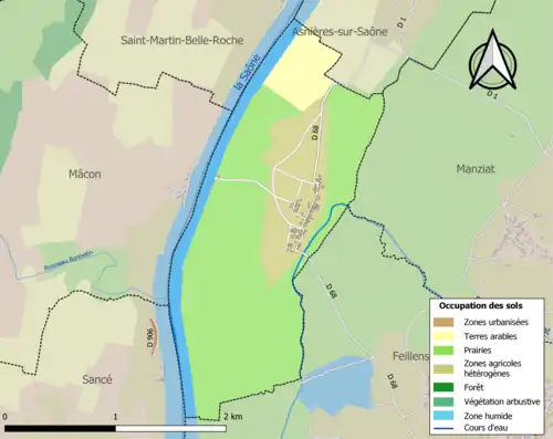 Carte en couleurs présentant l'occupation des sols.