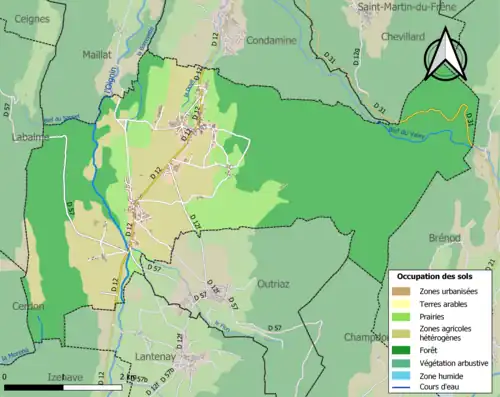 Carte en couleurs présentant l'occupation des sols.