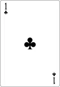 Schéma d'un as de trèfle dont la valeur est indiquée d'un « 1 » au lieu d'un « A ».