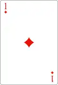 Schéma d'un as de carreau dont la valeur est indiquée d'un « 1 » au lieu d'un « A ».