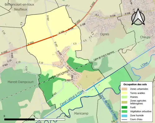 Carte en couleurs présentant l'occupation des sols.