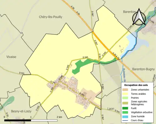 Carte en couleurs présentant l'occupation des sols.