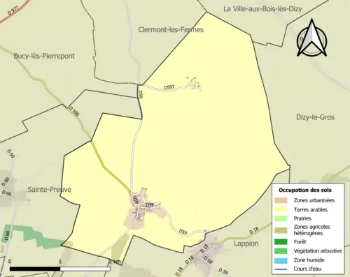 Carte en couleurs présentant l'occupation des sols.