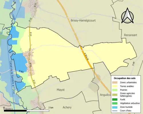 Carte en couleurs présentant l'occupation des sols.