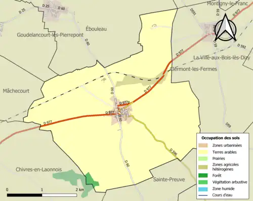 Carte en couleurs présentant l'occupation des sols.
