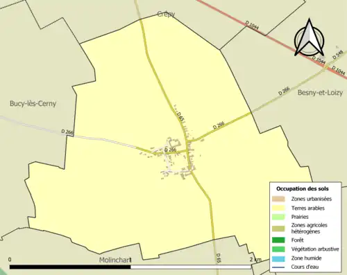 Carte en couleurs présentant l'occupation des sols.