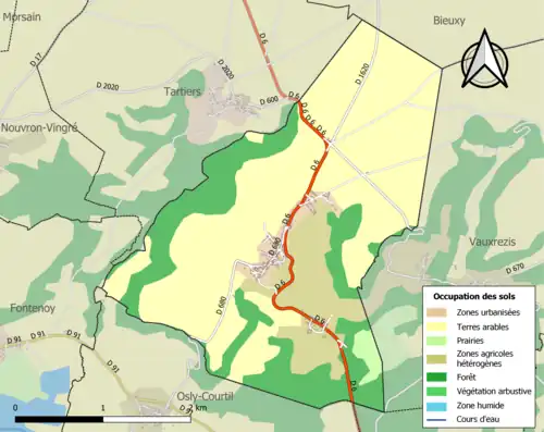 Carte en couleurs présentant l'occupation des sols.