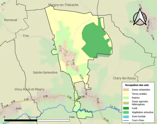 Carte en couleurs présentant l'occupation des sols.