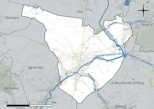 Carte hydrographique de la commune.