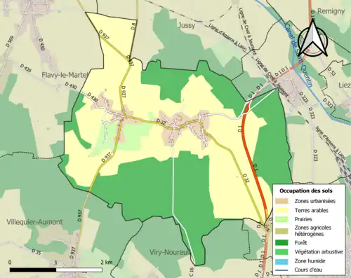Carte en couleurs présentant l'occupation des sols.