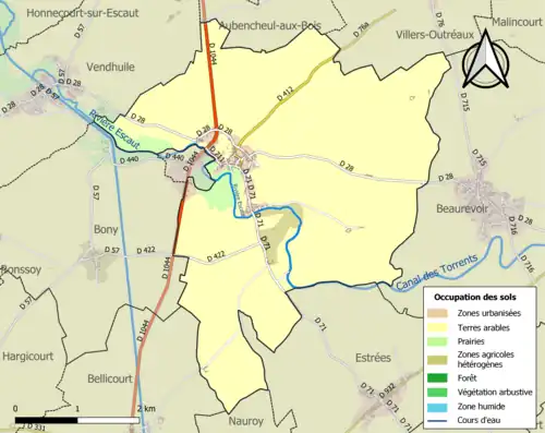 Carte en couleurs présentant l'occupation des sols.