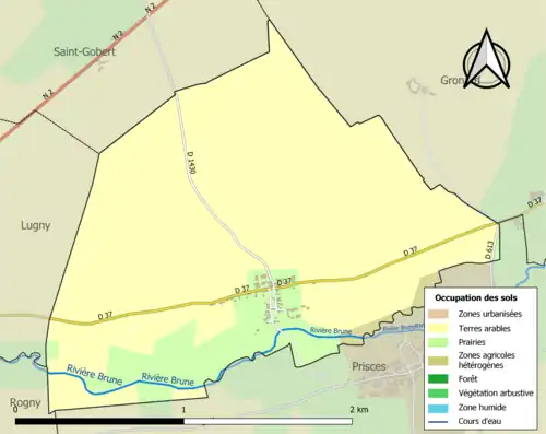 Carte en couleurs présentant l'occupation des sols.